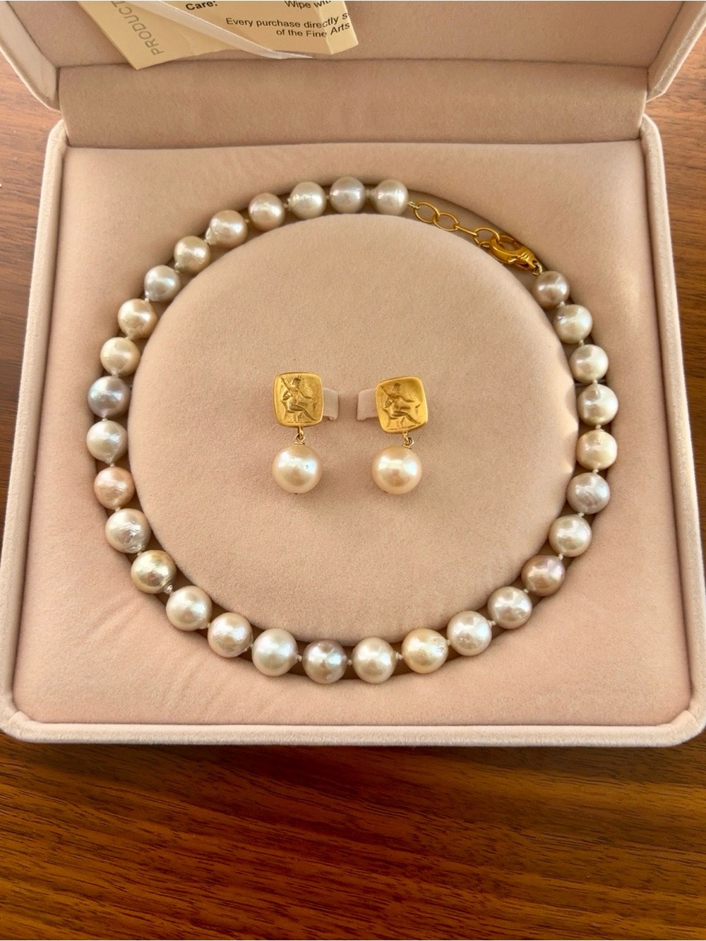Freshwater Pearl Necklace & Matching Earrings, Sterling Silver 18k Vermeil